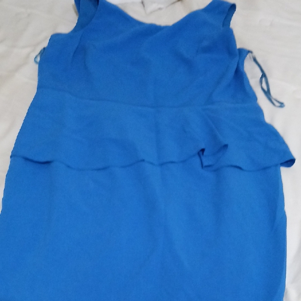 Ann Taylor Blue Peplum Maxi Dress